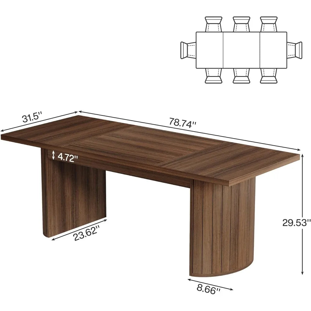 Wood Focus Conference Table for 6–8 People – 78.7" Large Rectangular Meeting Table