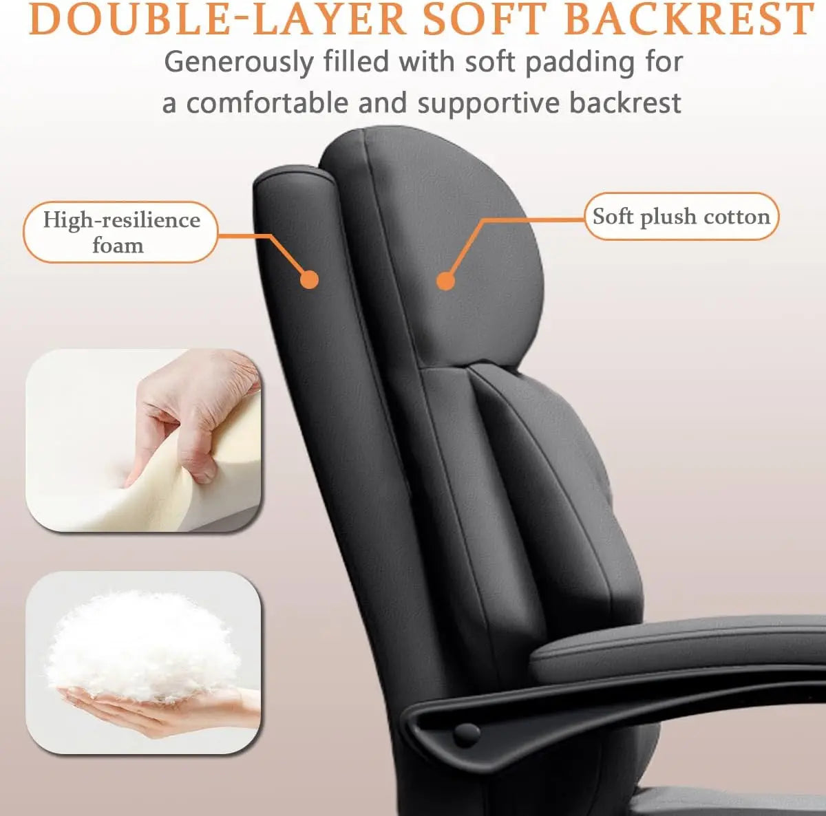 Ergonomic Executive Office Chair with Footrest & High Back – Grey Faux Leather