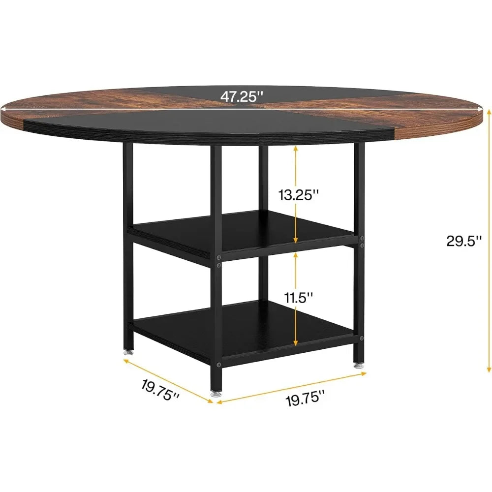 Focus & Furnished 47" Round Conference Table – Modern Meeting Table with Storage Shelf for 4–6 People, Office Collaboration Desk
