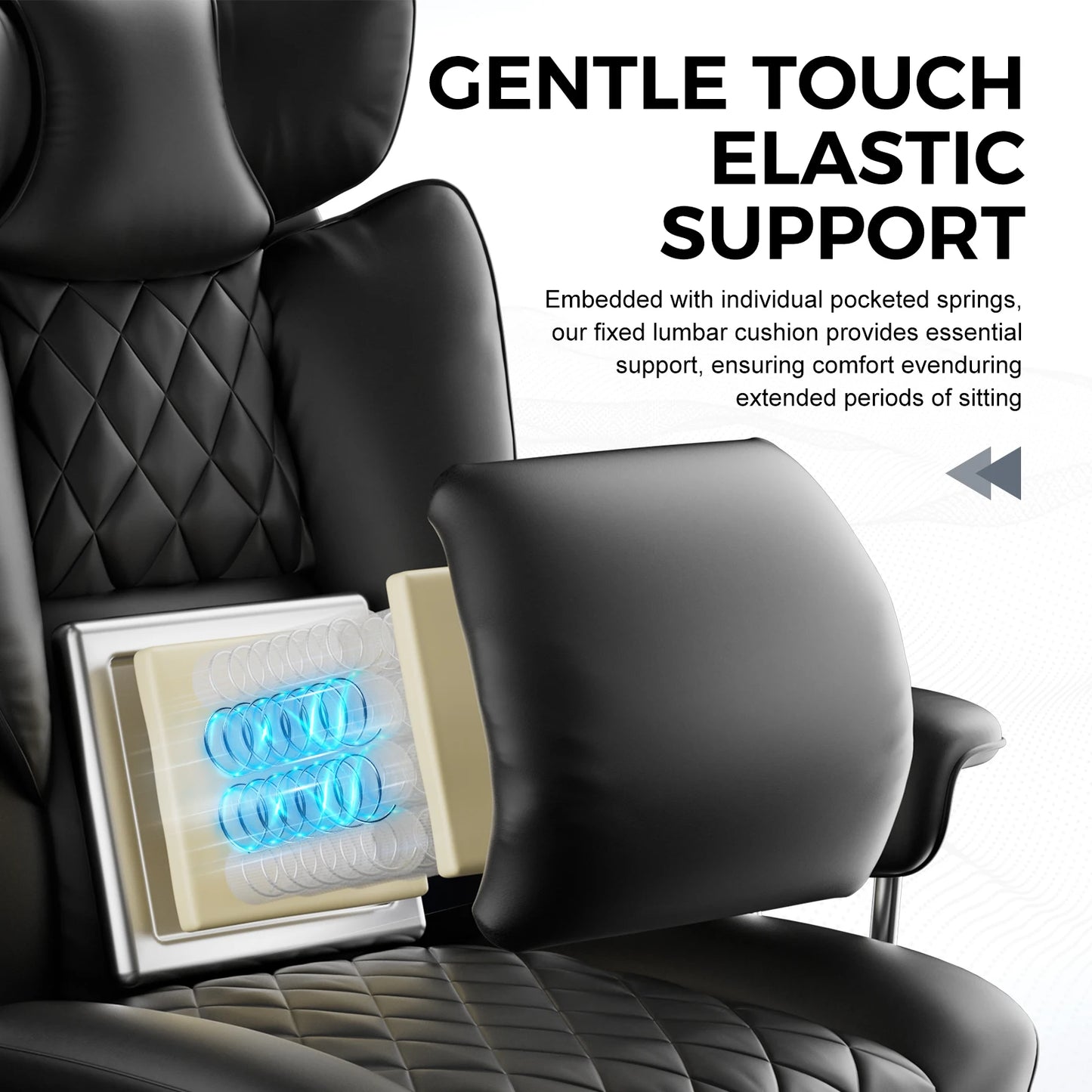 Big and Tall Ergonomic Gaming & Office Chair with Footrest – Pocket Spring Lumbar Support, High Back, 400 lb Capacity