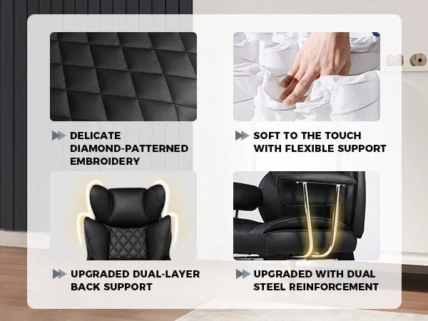 Big and Tall Ergonomic Gaming & Office Chair with Footrest – Pocket Spring Lumbar Support, High Back, 400 lb Capacity