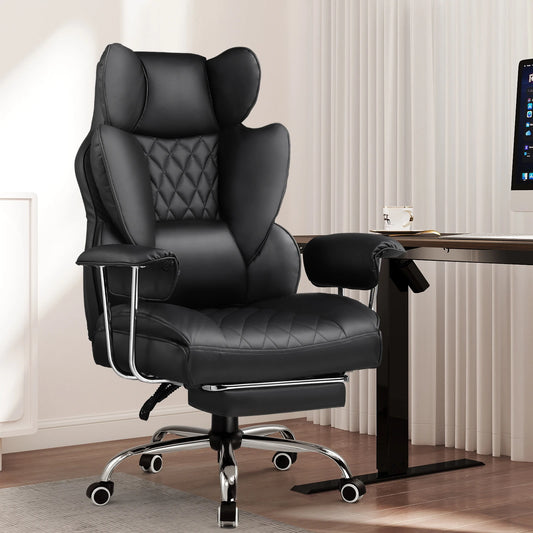 Big and Tall Ergonomic Gaming & Office Chair with Footrest – Pocket Spring Lumbar Support, High Back, 400 lb Capacity