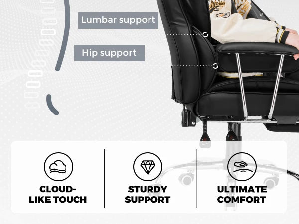 Big and Tall Ergonomic Gaming & Office Chair with Footrest – Pocket Spring Lumbar Support, High Back, 400 lb Capacity