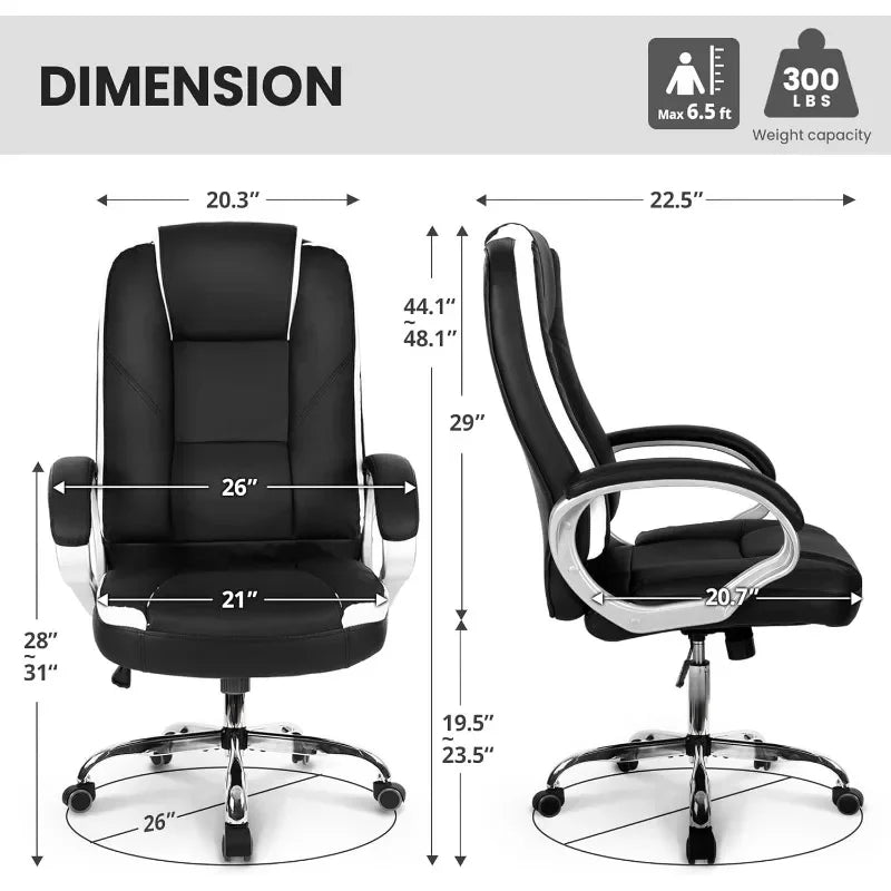 Black office chair 300lbs rating rolling office chair
