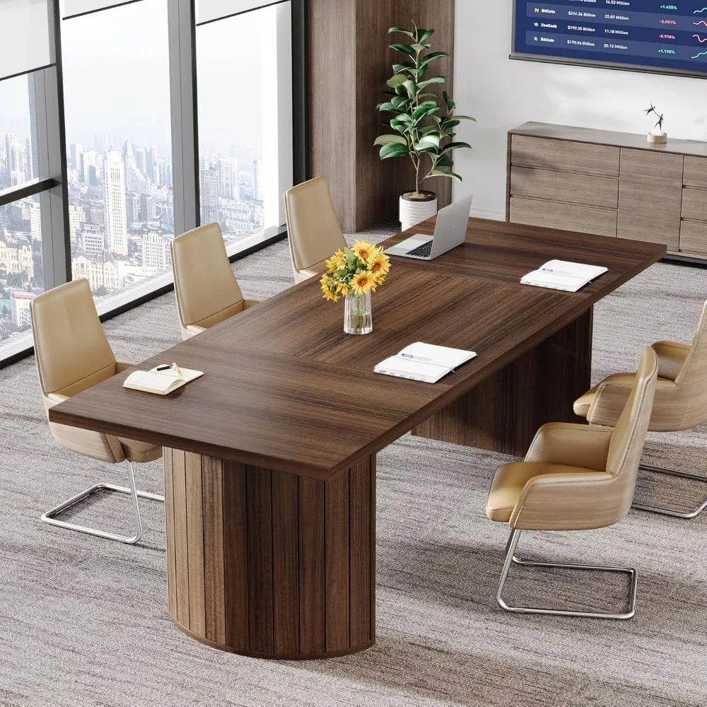 Modern conference room with wooden table, large office,  meeting table, conference room