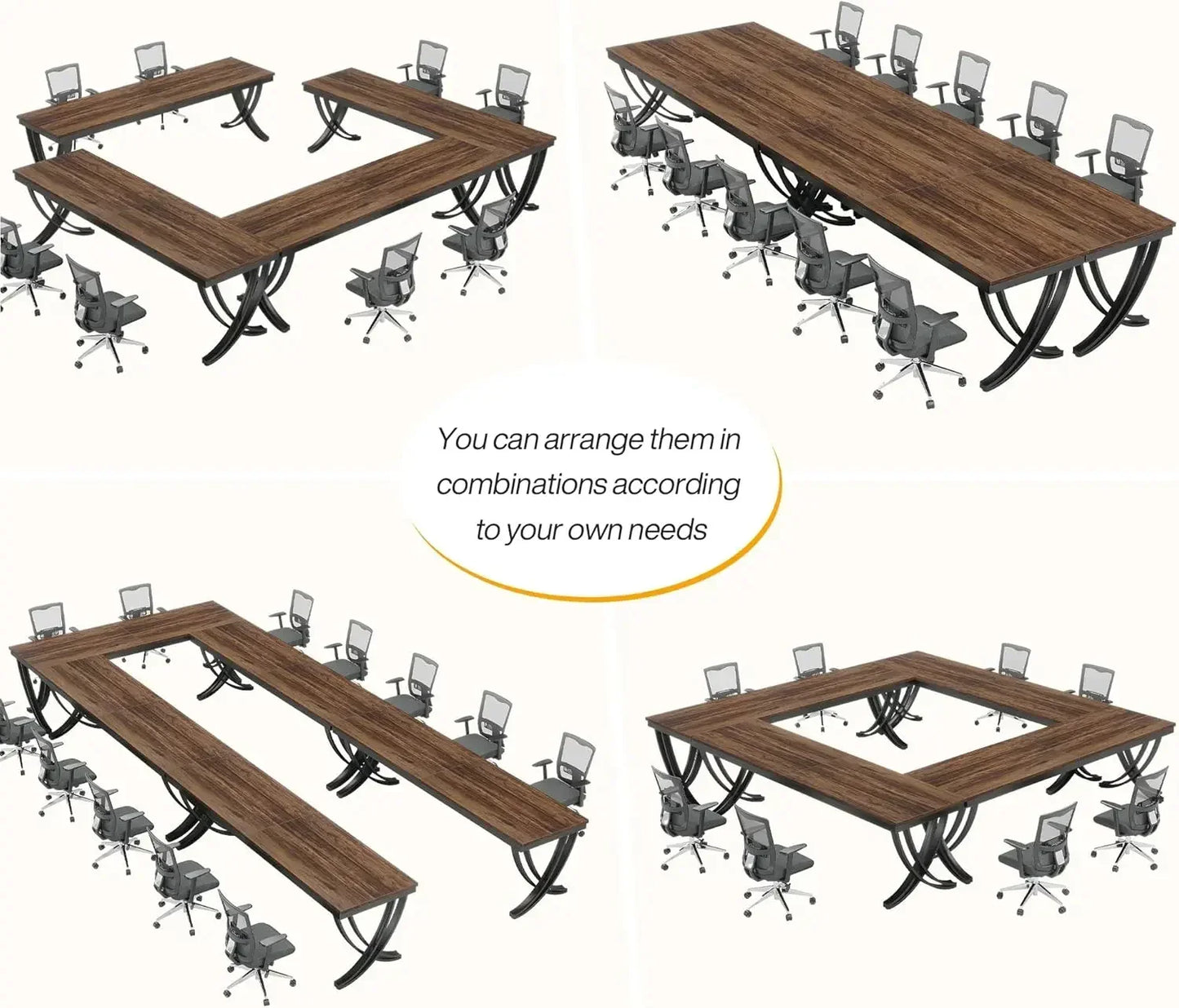Focus & Furnished 6.5FT Conference Table – 78" Rectangular Meeting Table with Metal Frame