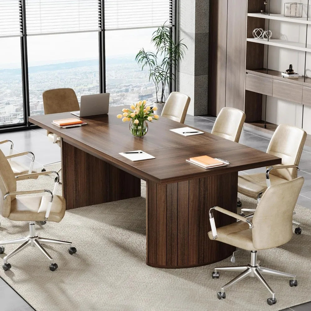Wood Focus Conference Table for 6–8 People – 78.7" Large Rectangular Meeting Table