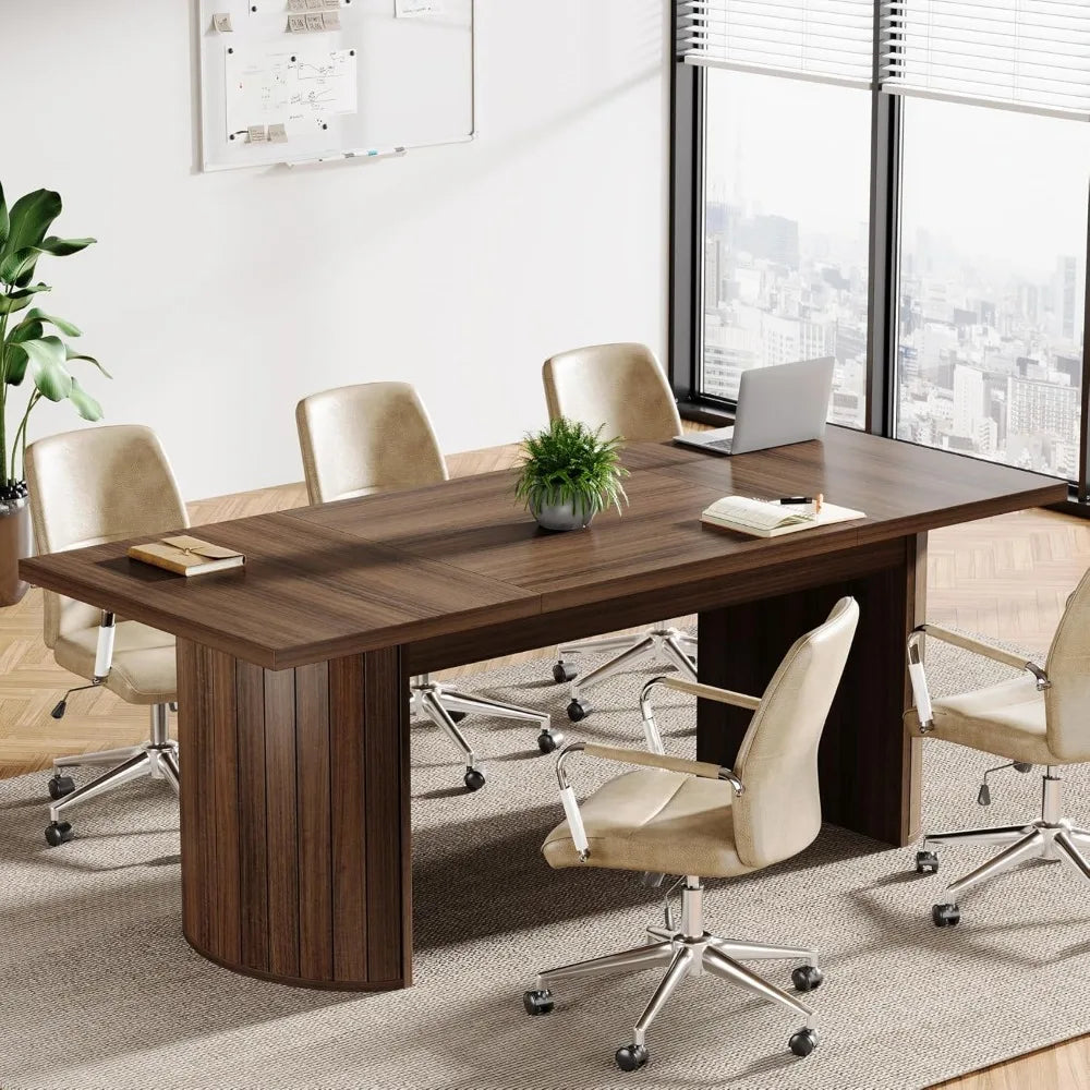 Wood Focus Conference Table for 6–8 People – 78.7" Large Rectangular Meeting Table
