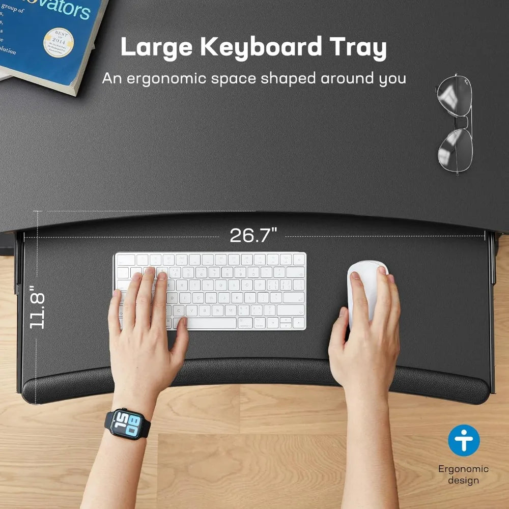 Large keyboard tray electric desk