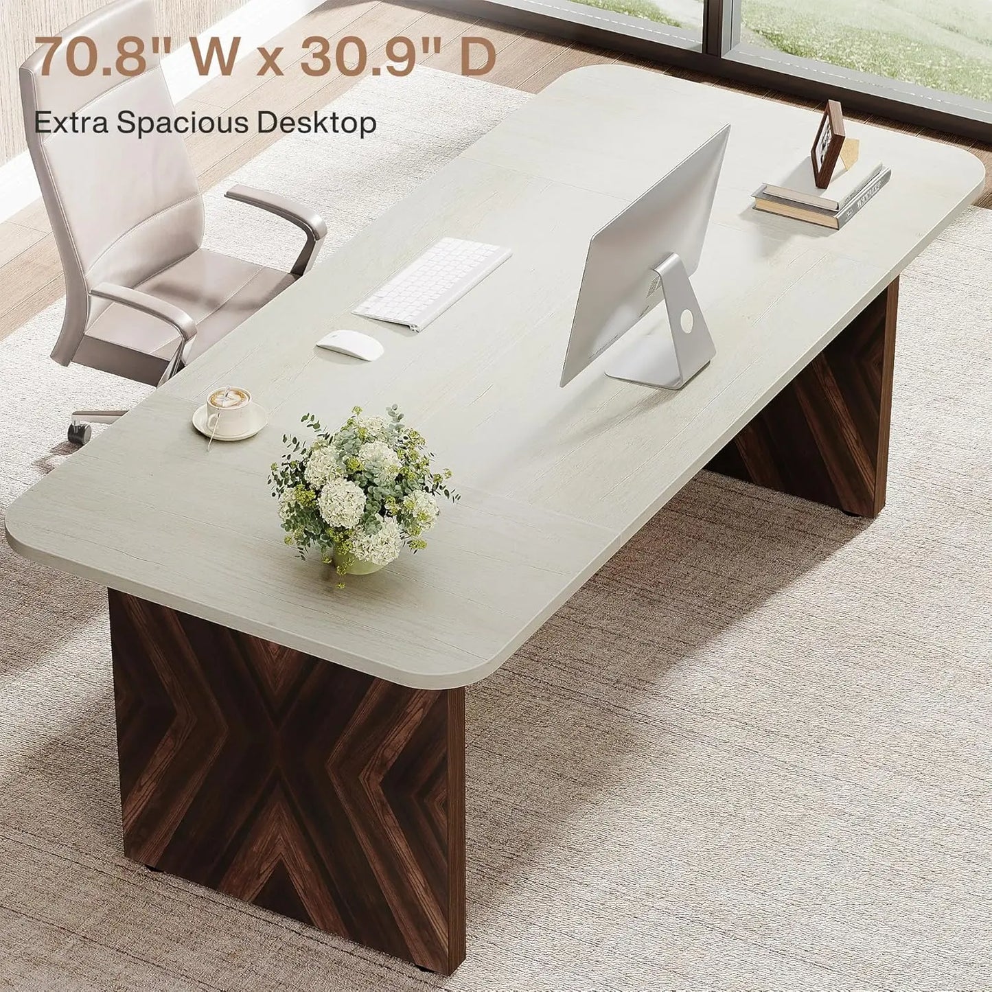 Focus & Furnished 6FT Modern Conference Table – 70.8" Rectangular Meeting Desk for Office & Team Spaces