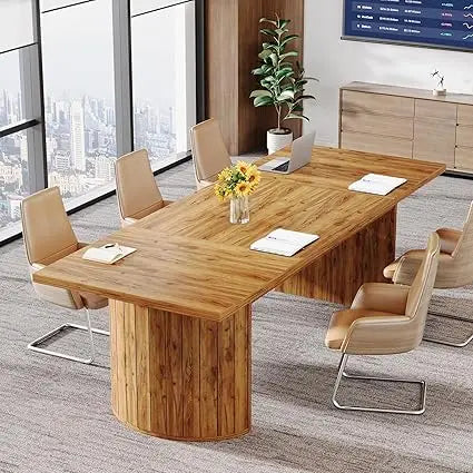 Wood Focus Conference Table for 6–8 People – 78.7" Large Rectangular Meeting Table