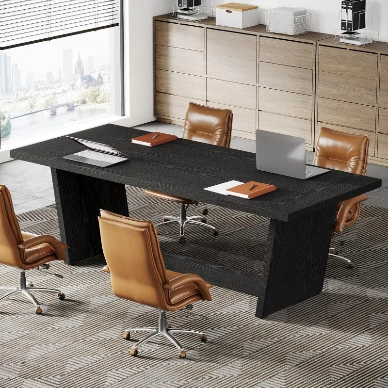 Solid Wood Rectangular 8 Person Conference Table