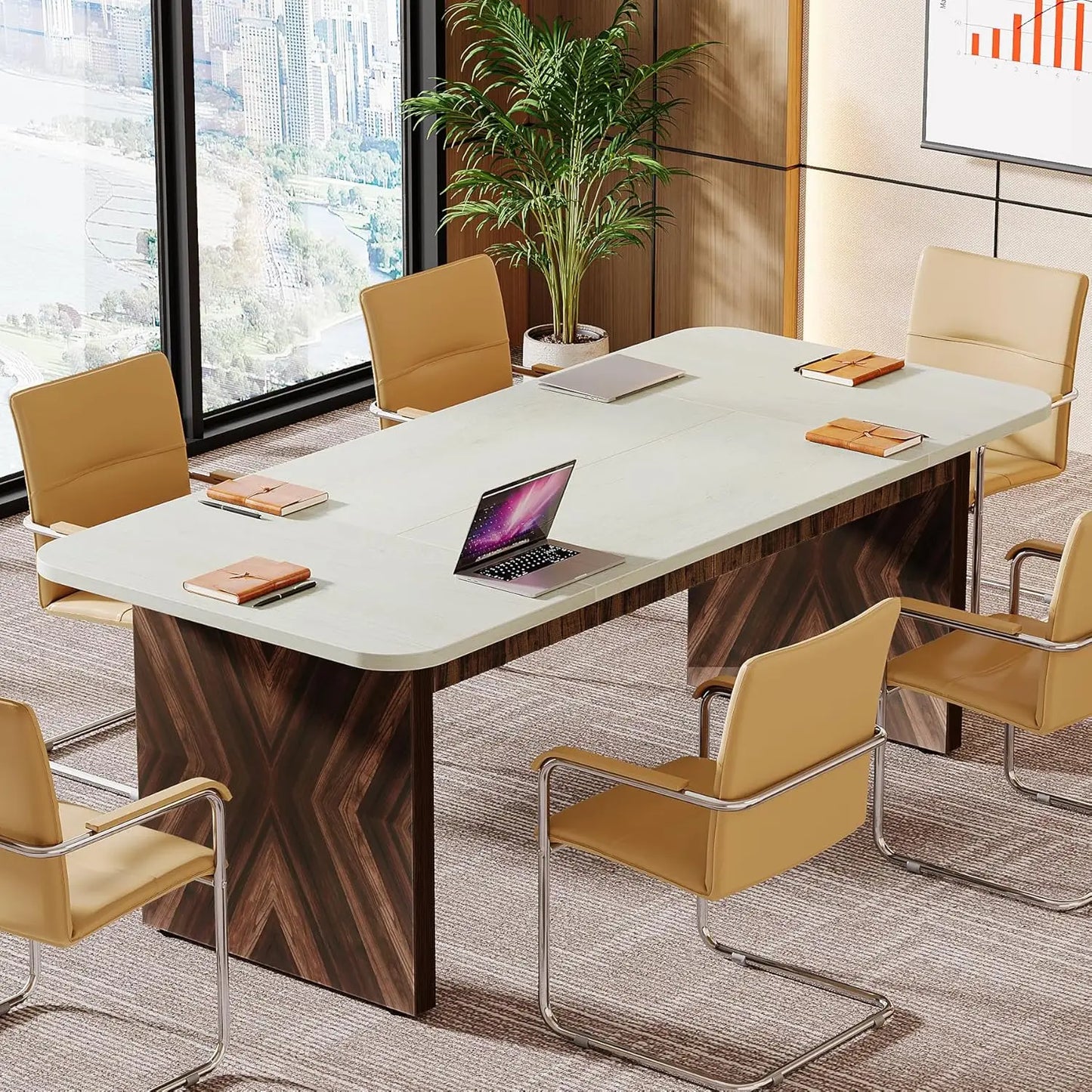 Focus & Furnished 6FT Modern Conference Table – 70.8" Rectangular Meeting Desk for Office & Team Spaces