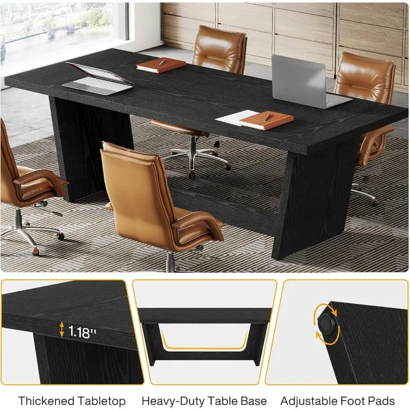 Solid Wood Rectangular 8 Person Conference Table