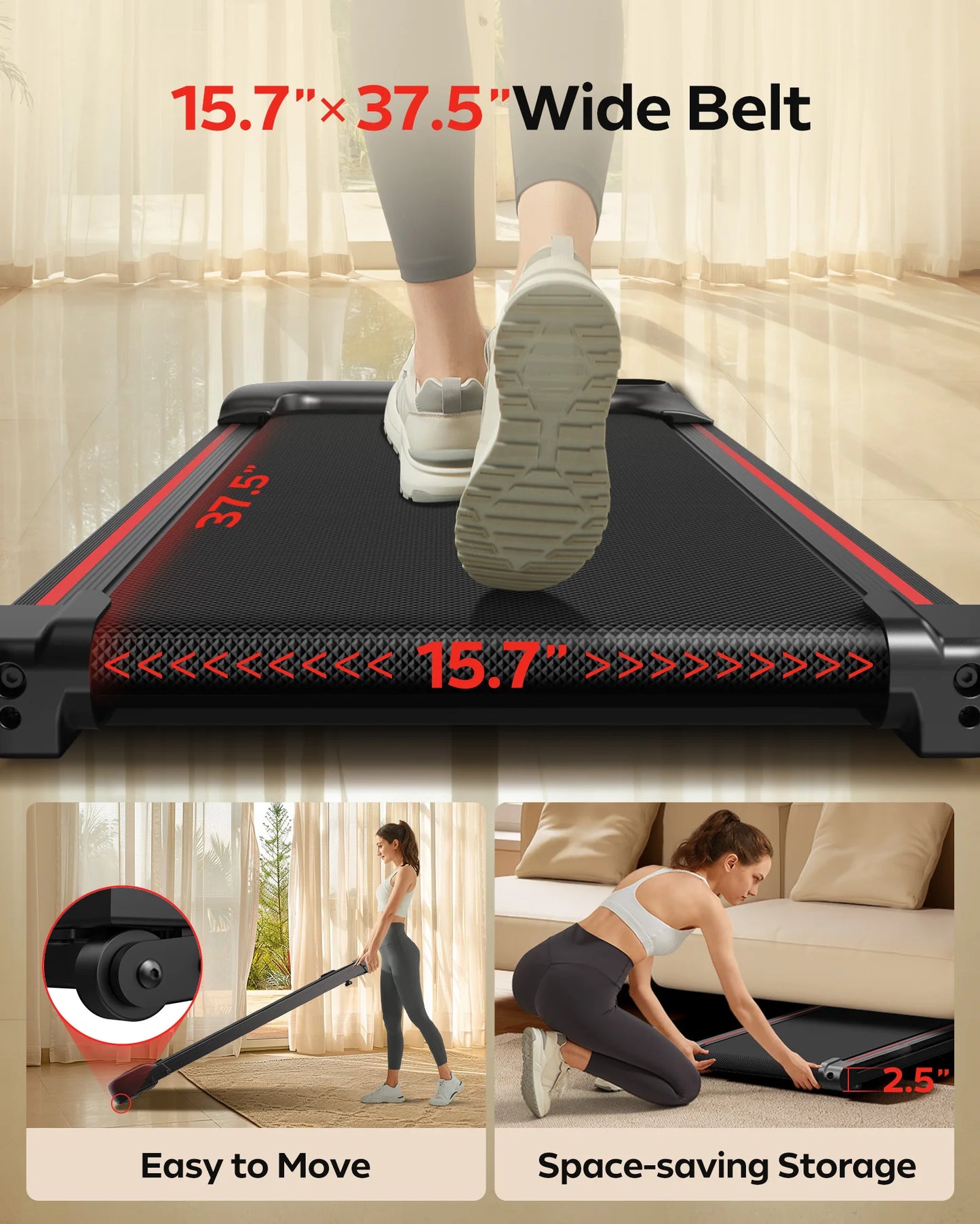 Focus Incline Walking Pad Treadmill – Compact 3-in-1 Under Desk Treadmill