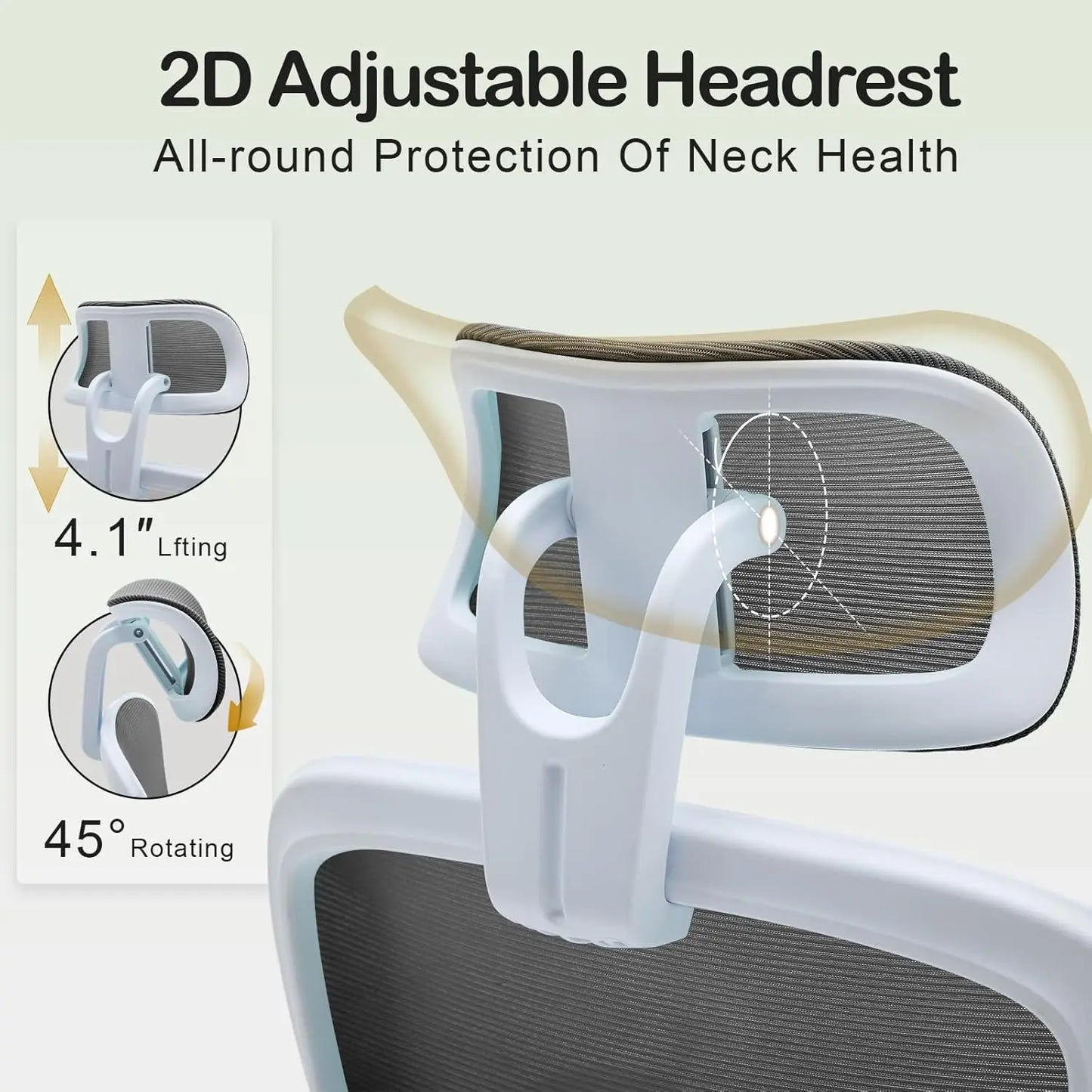 Ergonomic Mesh Office Chair with Auto Lumbar Support & Adjustable Headrest – Light Gray