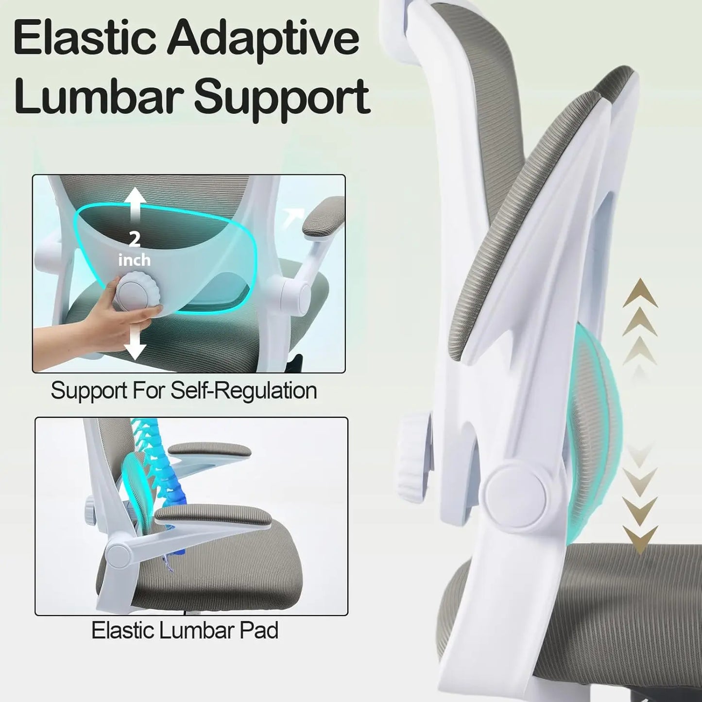 Ergonomic Mesh Office Chair with Auto Lumbar Support & Adjustable Headrest – Light Gray