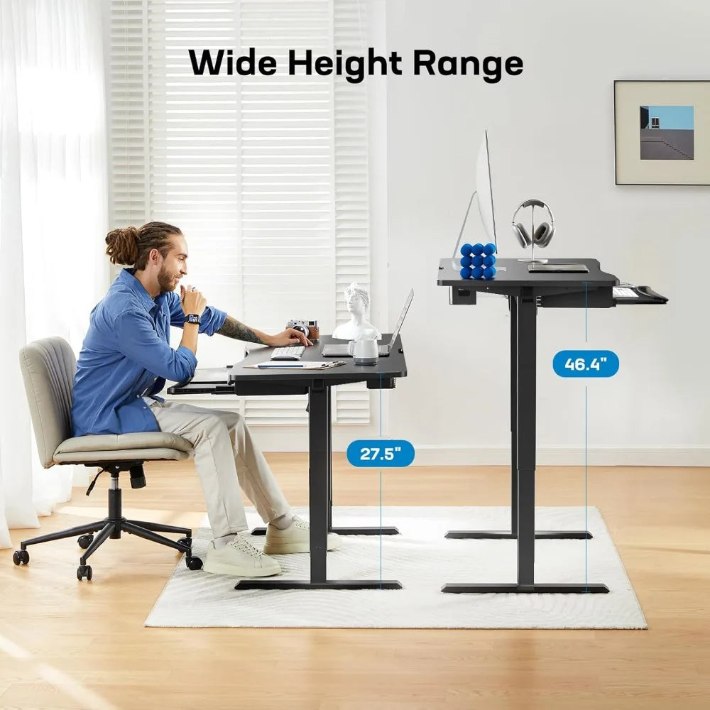 electric height-adjustable desk in a home office
