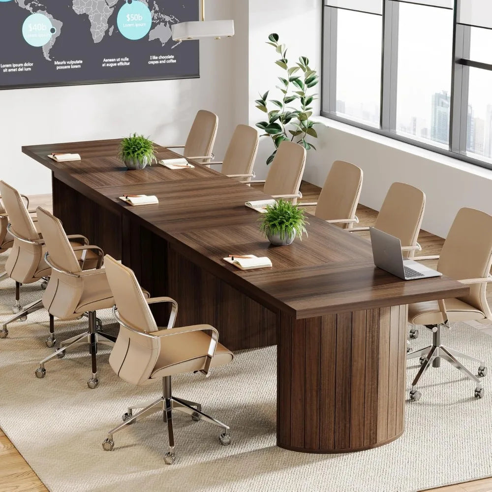 Wood Focus Conference Table for 6–8 People – 78.7" Large Rectangular Meeting Table